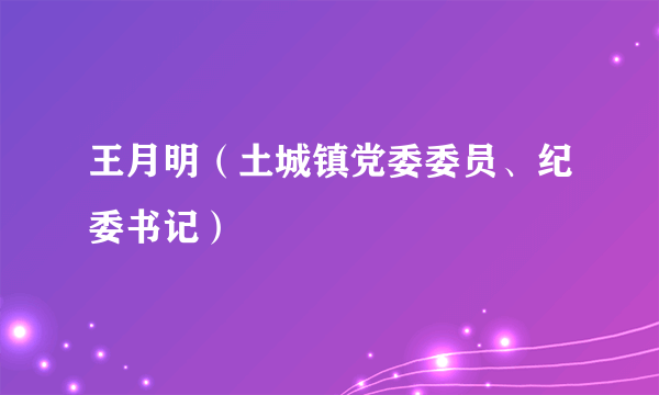 王月明（土城镇党委委员、纪委书记）