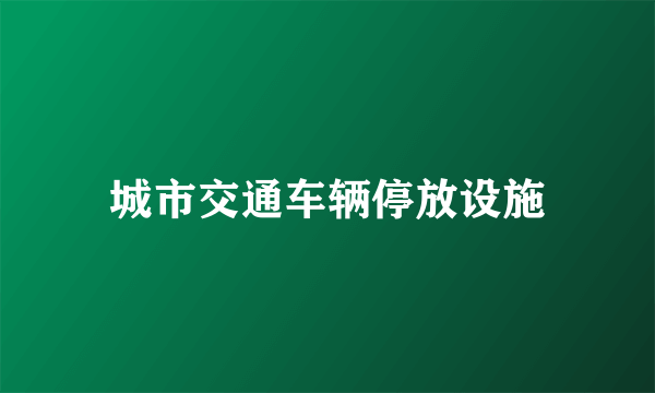 城市交通车辆停放设施