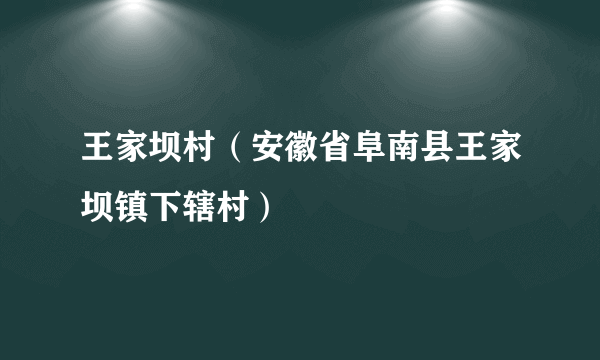 王家坝村（安徽省阜南县王家坝镇下辖村）