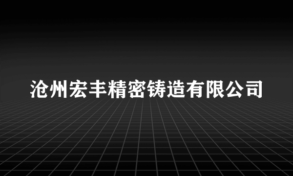 沧州宏丰精密铸造有限公司