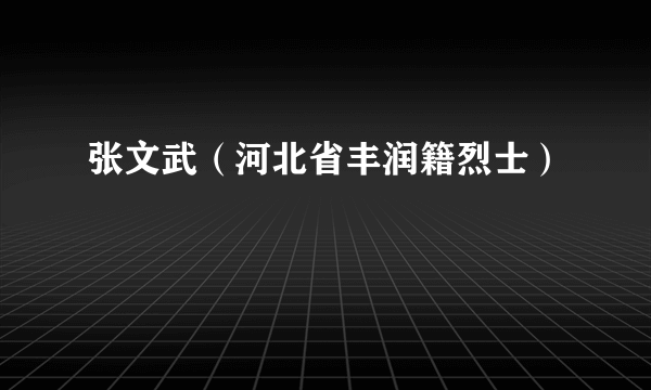 张文武（河北省丰润籍烈士）