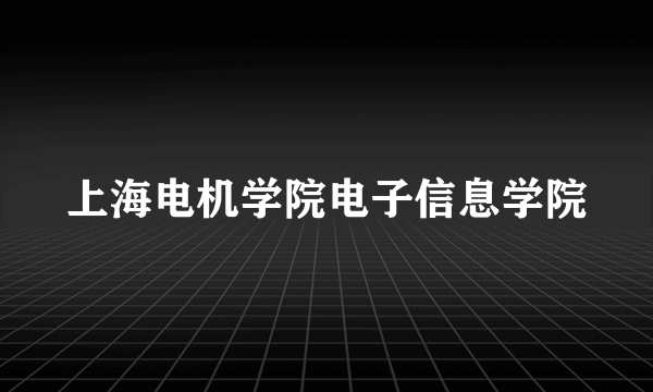 上海电机学院电子信息学院