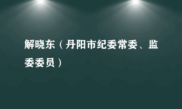 解晓东（丹阳市纪委常委、监委委员）