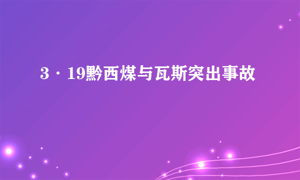 3·19黔西煤与瓦斯突出事故