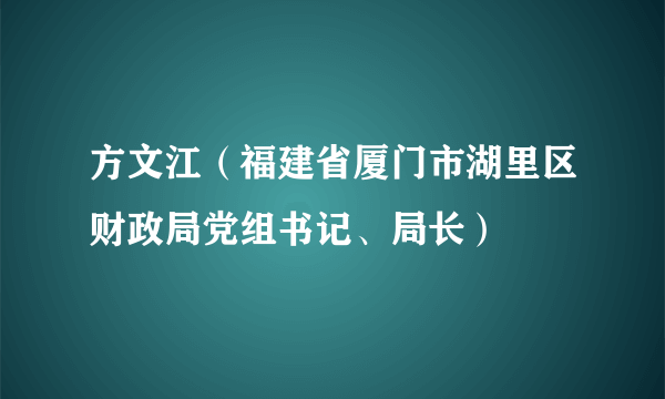 方文江（福建省厦门市湖里区财政局党组书记、局长）