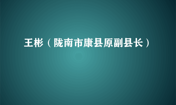 王彬（陇南市康县原副县长）