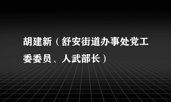 胡建新（舒安街道办事处党工委委员、人武部长）