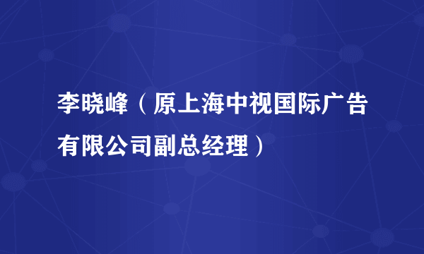 李晓峰（原上海中视国际广告有限公司副总经理）