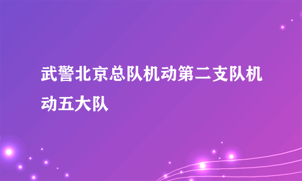 武警北京总队机动第二支队机动五大队