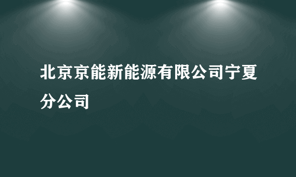 北京京能新能源有限公司宁夏分公司