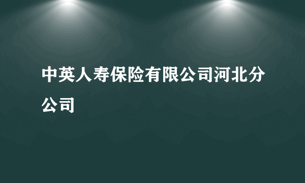 中英人寿保险有限公司河北分公司