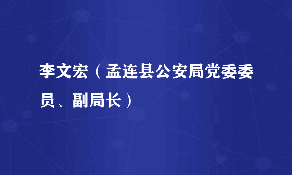 李文宏（孟连县公安局党委委员、副局长）