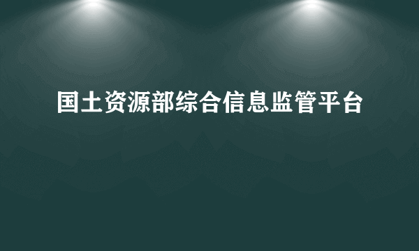 国土资源部综合信息监管平台