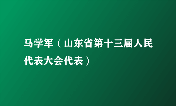 马学军（山东省第十三届人民代表大会代表）