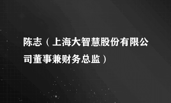 陈志（上海大智慧股份有限公司董事兼财务总监）