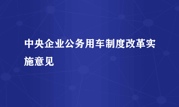 中央企业公务用车制度改革实施意见