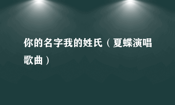 你的名字我的姓氏（夏蝶演唱歌曲）