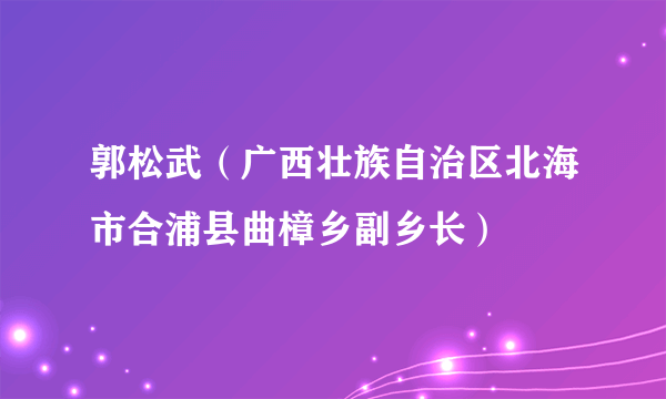 郭松武（广西壮族自治区北海市合浦县曲樟乡副乡长）