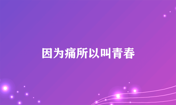 因为痛所以叫青春