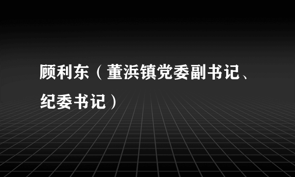 顾利东（董浜镇党委副书记、纪委书记）