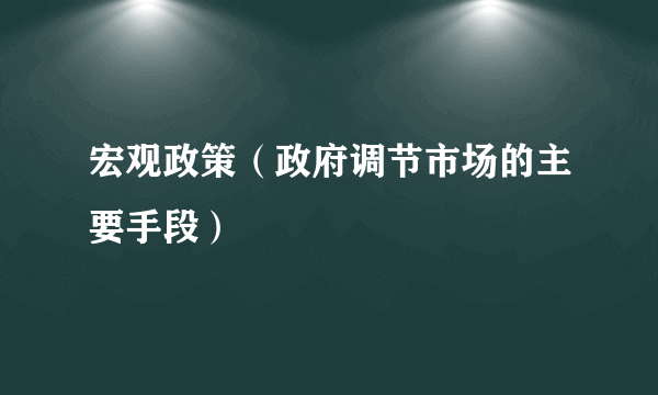 宏观政策（政府调节市场的主要手段）