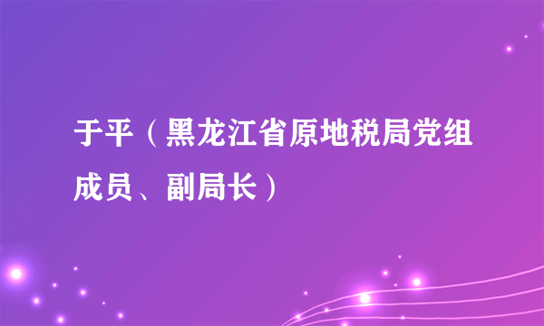 于平（黑龙江省原地税局党组成员、副局长）