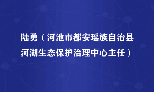 陆勇（河池市都安瑶族自治县河湖生态保护治理中心主任）