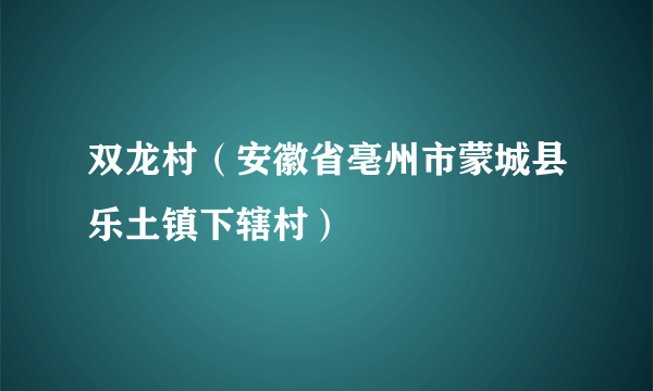 双龙村（安徽省亳州市蒙城县乐土镇下辖村）