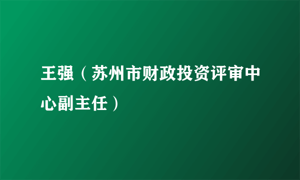 王强（苏州市财政投资评审中心副主任）