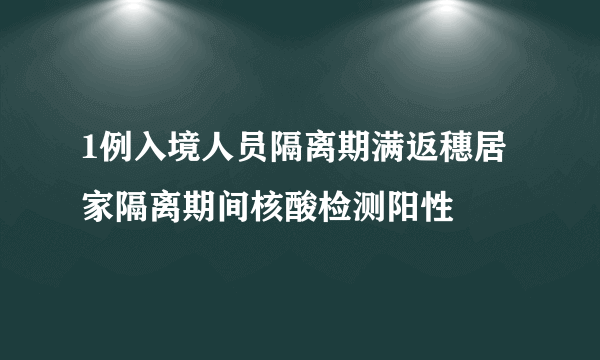 1例入境人员隔离期满返穗居家隔离期间核酸检测阳性