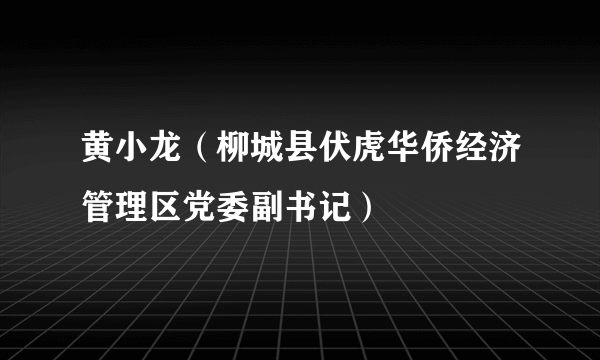 黄小龙（柳城县伏虎华侨经济管理区党委副书记）