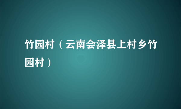 竹园村（云南会泽县上村乡竹园村）