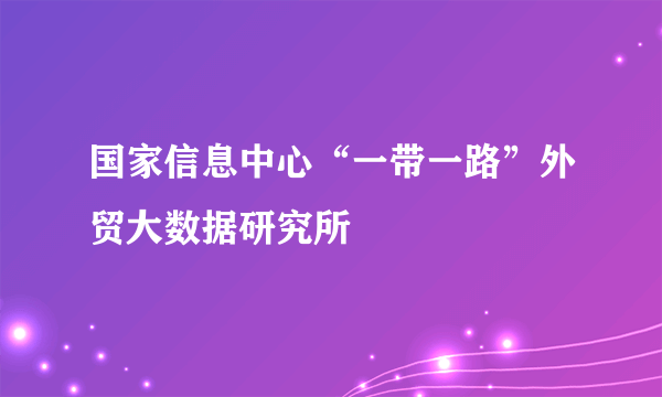 国家信息中心“一带一路”外贸大数据研究所