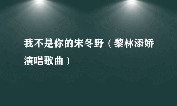 我不是你的宋冬野（黎林添娇演唱歌曲）