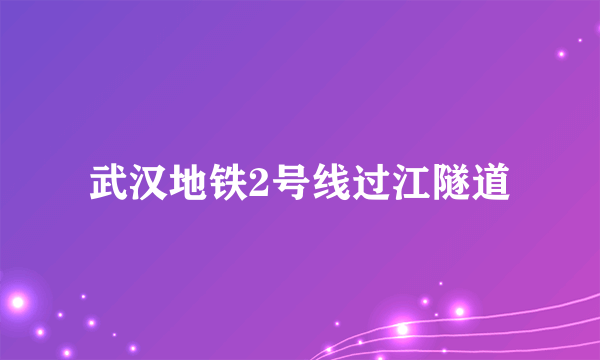 武汉地铁2号线过江隧道