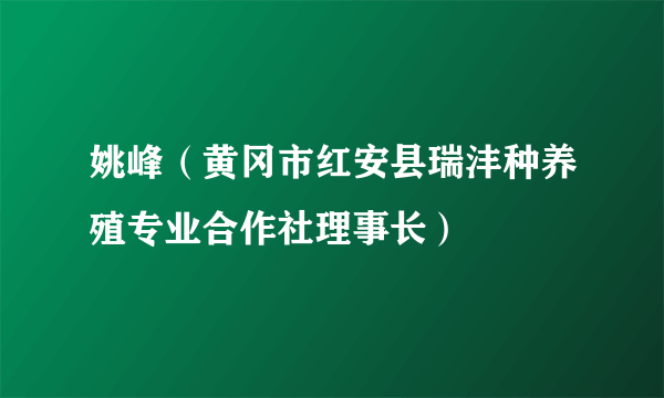 姚峰（黄冈市红安县瑞沣种养殖专业合作社理事长）