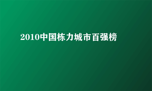 2010中国栋力城市百强榜