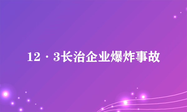 12·3长治企业爆炸事故