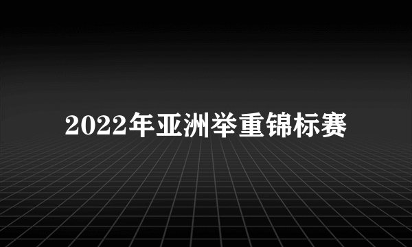 2022年亚洲举重锦标赛