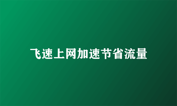 飞速上网加速节省流量