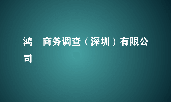 鸿昇商务调查（深圳）有限公司