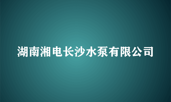 湖南湘电长沙水泵有限公司