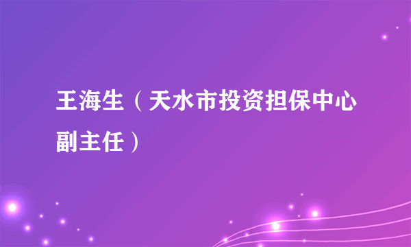 王海生（天水市投资担保中心副主任）