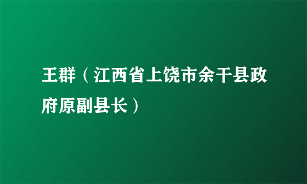 王群（江西省上饶市余干县政府原副县长）