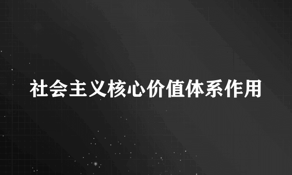 社会主义核心价值体系作用