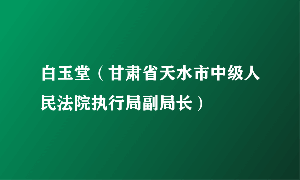 白玉堂（甘肃省天水市中级人民法院执行局副局长）