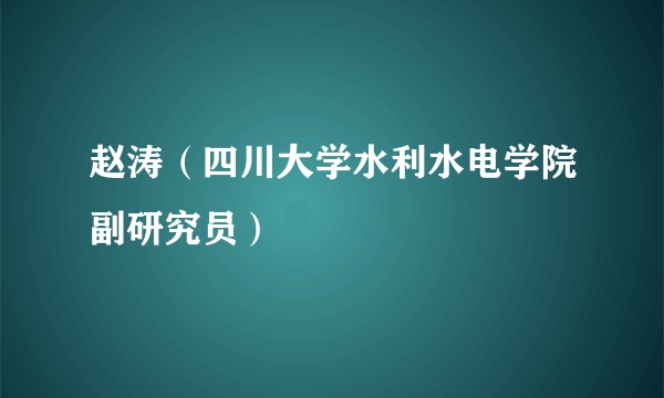 赵涛（四川大学水利水电学院副研究员）