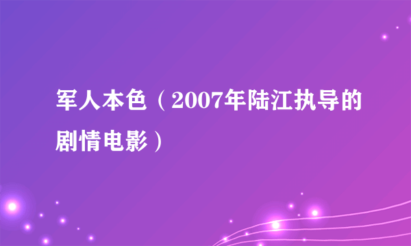 军人本色（2007年陆江执导的剧情电影）