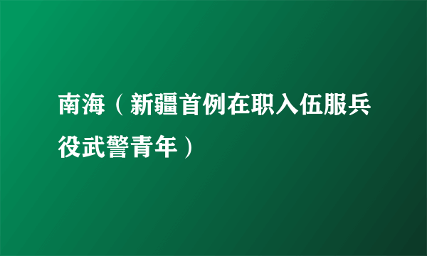 南海（新疆首例在职入伍服兵役武警青年）