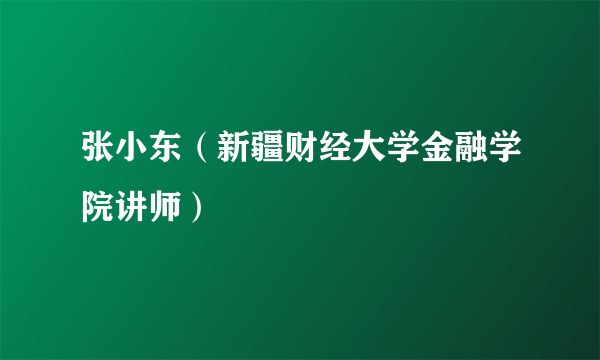 张小东（新疆财经大学金融学院讲师）